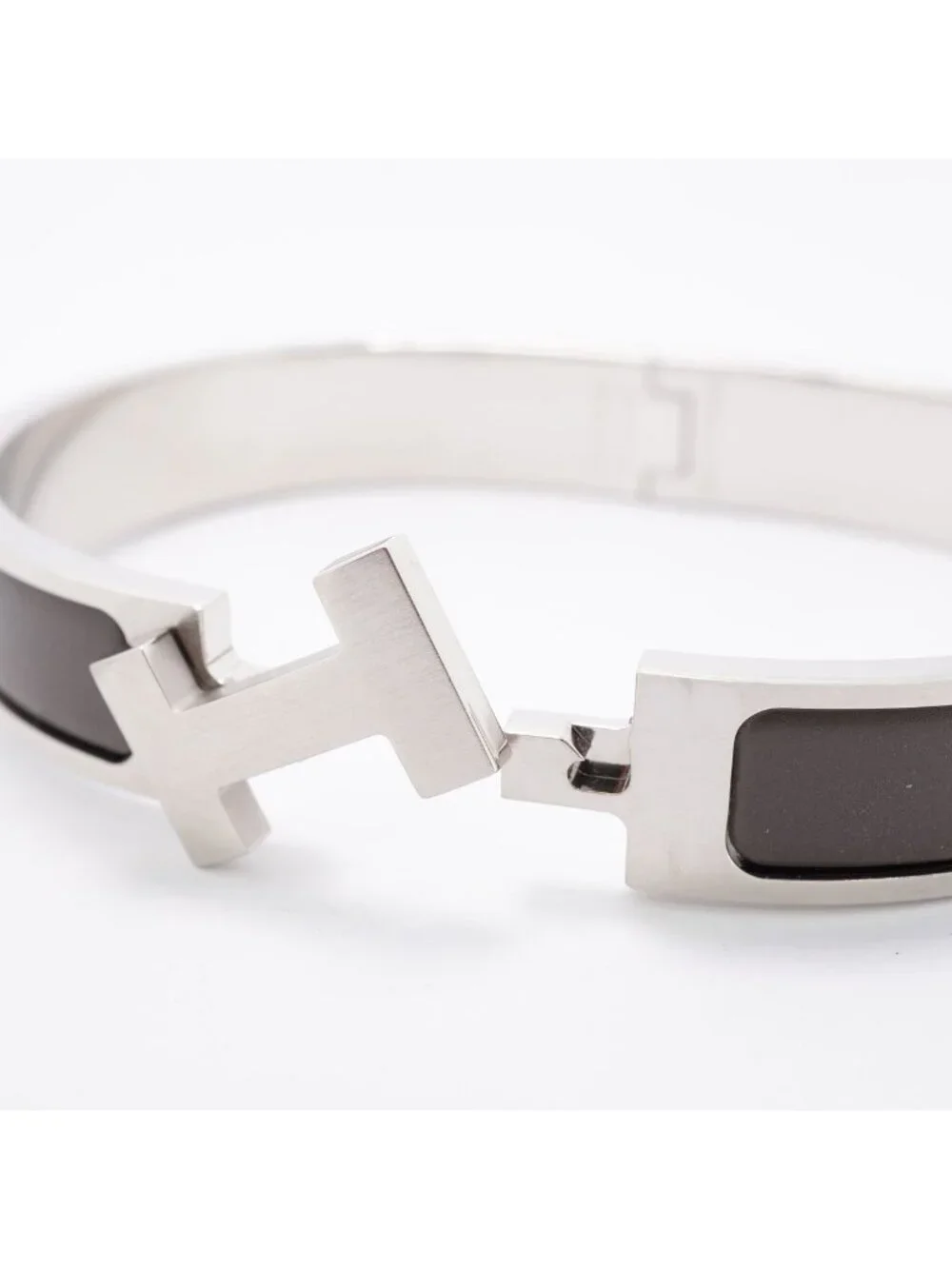 Hermes Bangle Clic HH Metal Silver Gray Bracelet